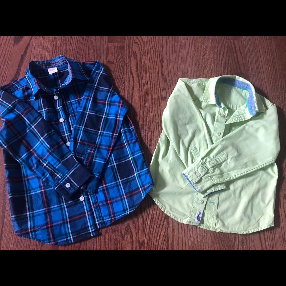 2 boys long sleeved button down shirts